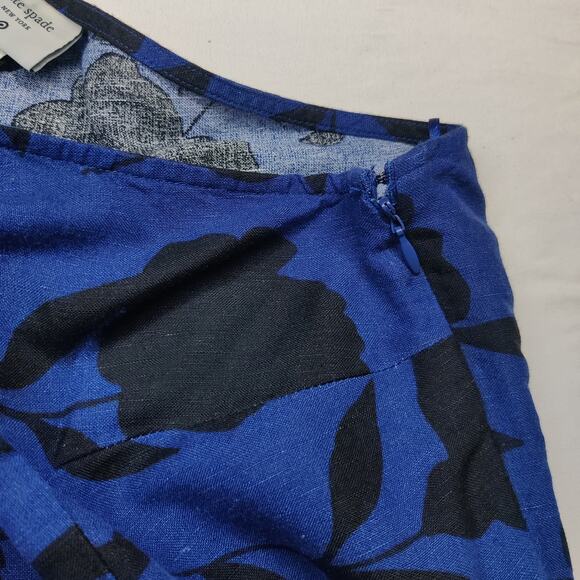 Kate Spade x Target Linen Blend One Shoulder Floral Jumpsuit Blue Black 10 - Picture 11 of 16